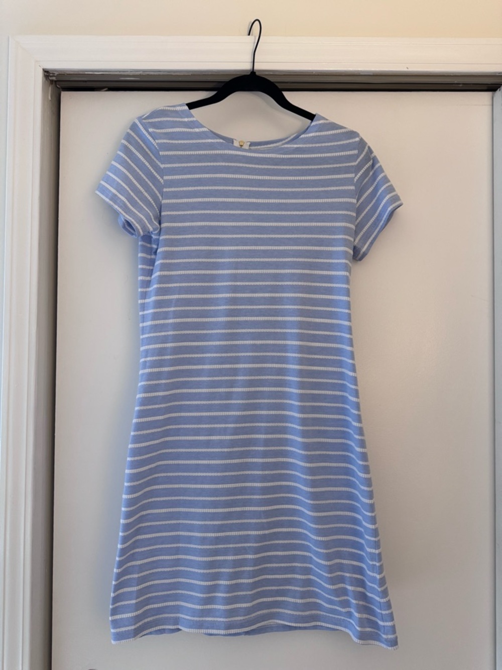Sail to Sable Light Blue and White Striped Mini Shift Dress
